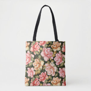 Rosa und gelbe Blumen. Romantisches Muster Tasche