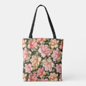 Rosa und gelbe Blumen. Romantisches Muster Tasche (Rückseite)