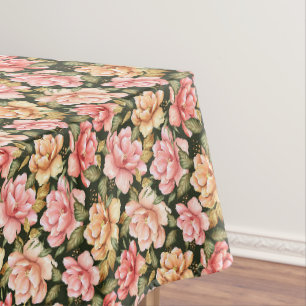 Rosa und gelbe Blumen. Romantisches Muster Tischdecke