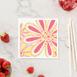 Rosa und gelbe Blumen Serviette