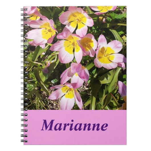 Rosa und gelbe Blumen Spiralpapier Notizblock (Vorderseite)