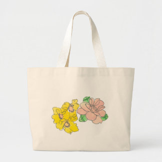 Rosa und gelbe Blumen-Tasche Jumbo Stoffbeutel