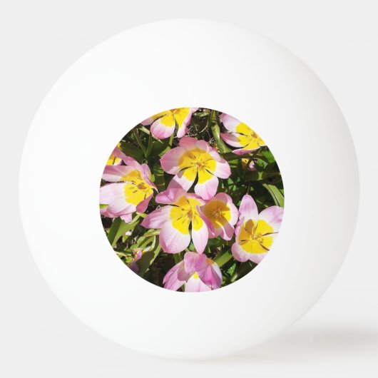 Rosa und gelbe Blumen Tischtennisball (Vorderseite)