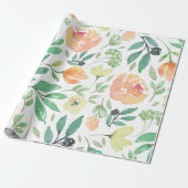 Rosa und gelbe Blumen Wasserfarben Nahtlose Farbe Geschenkpapier (Ungerollt)