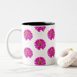 Rosa und gelbe Blumen Zweifarbige Tasse
