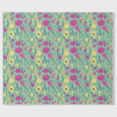 Rosa und gelbe Blumenmuster Geschenkpapier (Flach)