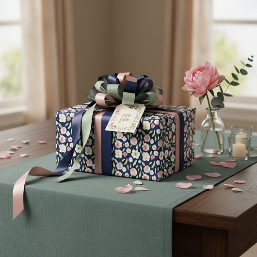 Rosa und gelbe Blumenmuster Geschenkpapier