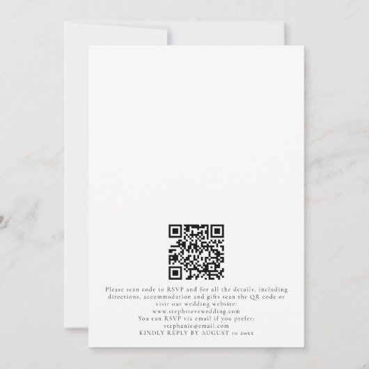 Rosa und gelbe Blumenschrift QR Code Hochzeit Einladung (Rückseite)