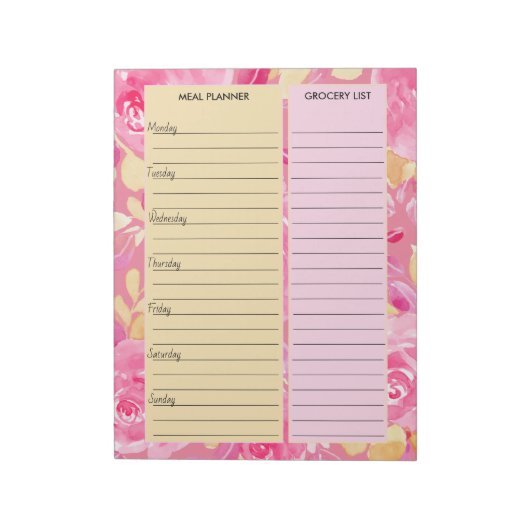 Rosa und gelbe Blumenzwiebeln - Speiseplan & Leben Notizblock (Rotiert)