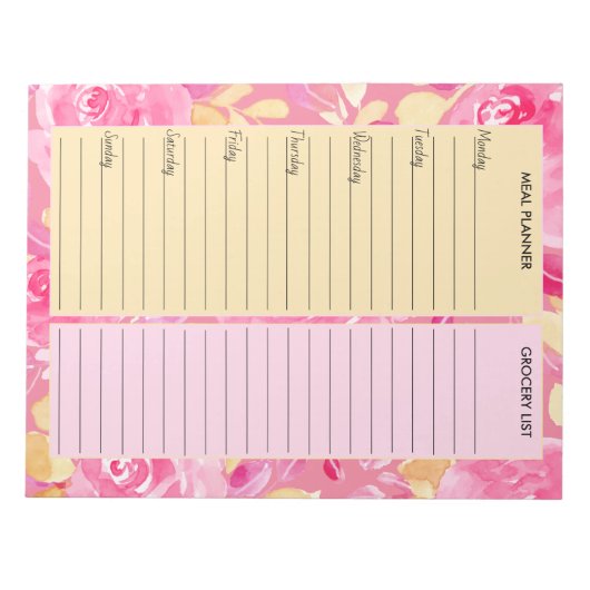 Rosa und gelbe Blumenzwiebeln - Speiseplan & Leben Notizblock (Vorderseite)