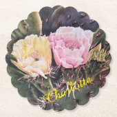 Rosa und Gelbe Blüte Untersetzer (Vorderseite)