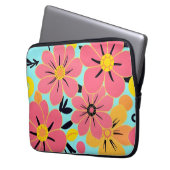 Rosa und gelbe Blüten auf Sky Blue Dopamin Style Laptopschutzhülle (Vorderseite Links)