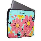 Rosa und gelbe Blüten auf Sky Blue Dopamin Style Laptopschutzhülle (Vorne Rechts)