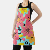 Rosa und gelbe Blüten auf Sky Blue Dopamin Style Schürze (InSitu)