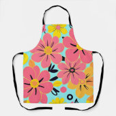 Rosa und gelbe Blüten auf Sky Blue Dopamin Style Schürze (Vorderseite)