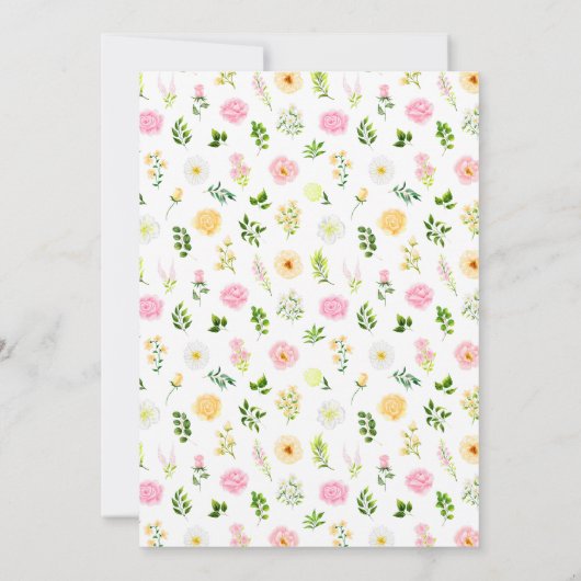 Rosa und gelbe Blütendusche Worte der Weisheit Einladung (Rückseite)