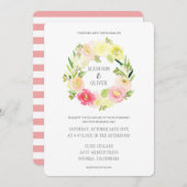 Rosa und gelbe Blütenfarbe | Hochzeit Einladung (Vorne/Hinten)