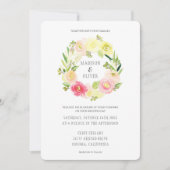 Rosa und gelbe Blütenfarbe | Hochzeit Einladung (Vorderseite)