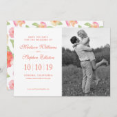 Rosa und gelbe Blütenfarbe - Save the Date (Vorne/Hinten)