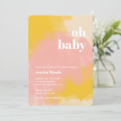 Rosa und gelbe Boho Kinderdusche Einladung (Stehend Vorderseite)