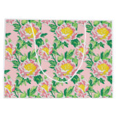 Rosa und gelbe Chinoiserie Blumen Große Geschenktüte (Rückseite)