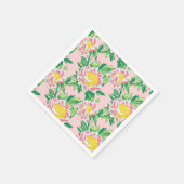 Rosa und gelbe Chinoiserie Blumen Serviette (Ecke)