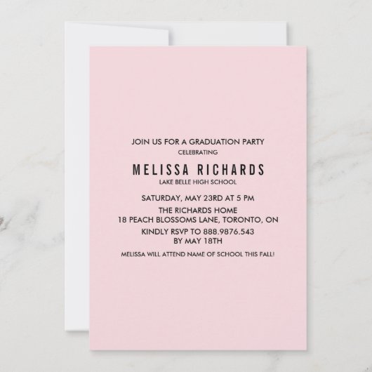 Rosa und gelbe Confetti Dots Foto Abschluss Einladung (Rückseite)