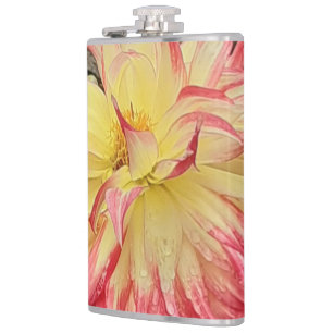 Rosa und Gelbe Dahlia Flachmann