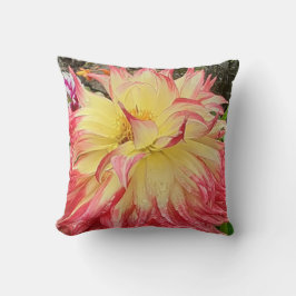 Rosa und Gelbe Dahlia Kissen