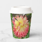 Rosa und Gelbe Dahlia Pappbecher (Rückseite)