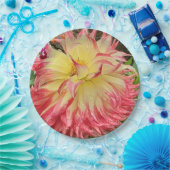 Rosa und Gelbe Dahlia Pappteller (Party)