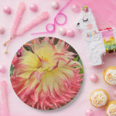 Rosa und Gelbe Dahlia Pappteller (Party)