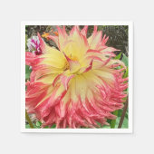 Rosa und Gelbe Dahlia Serviette (Vorderseite)