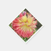 Rosa und Gelbe Dahlia Serviette (Ecke)