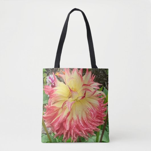 Rosa und Gelbe Dahlia Tasche (Vorderseite)