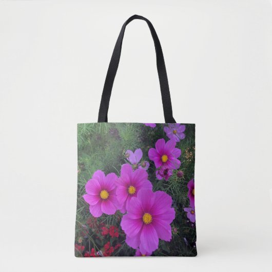 Rosa und gelbe Daisy Blume Tote Tasche (Vorderseite)