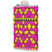 rosa und gelbe Dreiecke Muster Flachmann (Links)