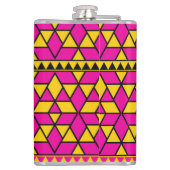 rosa und gelbe Dreiecke Muster Flachmann (Rückseite)