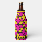 rosa und gelbe Dreiecke Muster Flaschenkühler (Flaschenvorderseite)