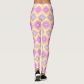 Rosa und gelbe Elegante Diamantmuster Leggings (Rückseite)