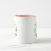 Rosa und gelbe Farbe Blumenkraut | Monogramm Tasse (Zentrum)