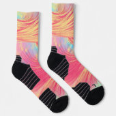 Rosa und gelbe Feder Socken (Rechts)