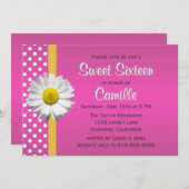 Rosa und gelbe Gänseblümchen-16. Einladung (Vorne/Hinten)