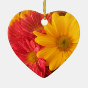 Rosa und gelbe Gänseblümchen Keramik Ornament