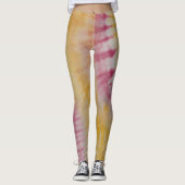 Rosa und gelbe Gefärbte Krawatte Leggings (Vorderseite)
