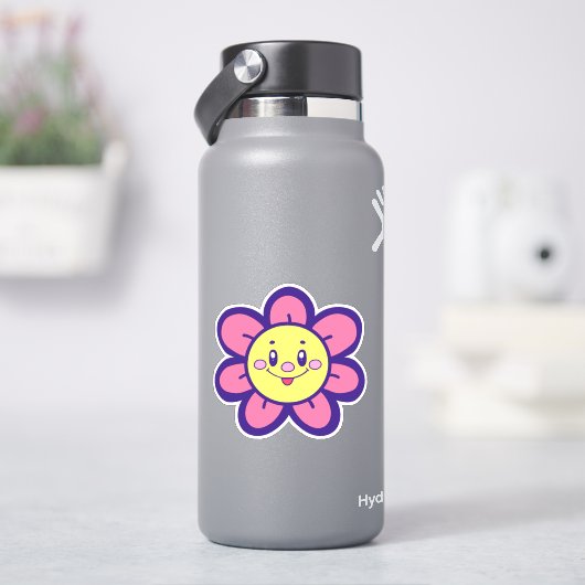 Rosa und gelbe glückliche Blume Aufkleber (HydroFlask)