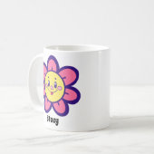 Rosa und gelbe glückliche Blume Kaffeetasse (Vorderseite Links)