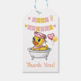 Rosa und gelbe Gummi Duck Girl Babydusche Geschenkanhänger