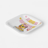 Rosa und gelbe Gummi Duck Girl Babydusche Pappteller (Gewinkelt)