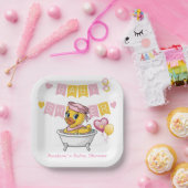 Rosa und gelbe Gummi Duck Girl Babydusche Pappteller (Party)